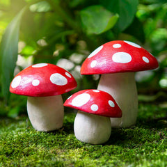 Mexican Ceramic Mushrooms - Set of Three-Ornaments & Figurines-Siesta Crafts