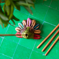 Aztec Creator God Incense Holder Colourful-Incense Holders-Siesta Crafts