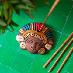 Aztec Maize God Incense Holder Colourful-Incense Holders-Siesta Crafts