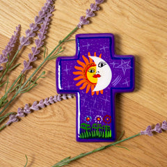 Mexican Painted Eclipse Block Cross-Christianity-Siesta Crafts
