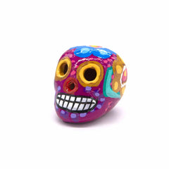 Mexican Painted Skull Mini with Two Holes-Ornaments & Figurines-Siesta Crafts