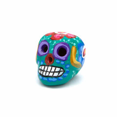 Mexican Painted Skull Mini with Two Holes-Ornaments & Figurines-Siesta Crafts