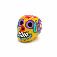 Mexican Painted Skull Mini with Two Holes-Ornaments & Figurines-Siesta Crafts