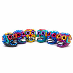 Mexican Painted Skull Mini with Two Holes-Ornaments & Figurines-Siesta Crafts