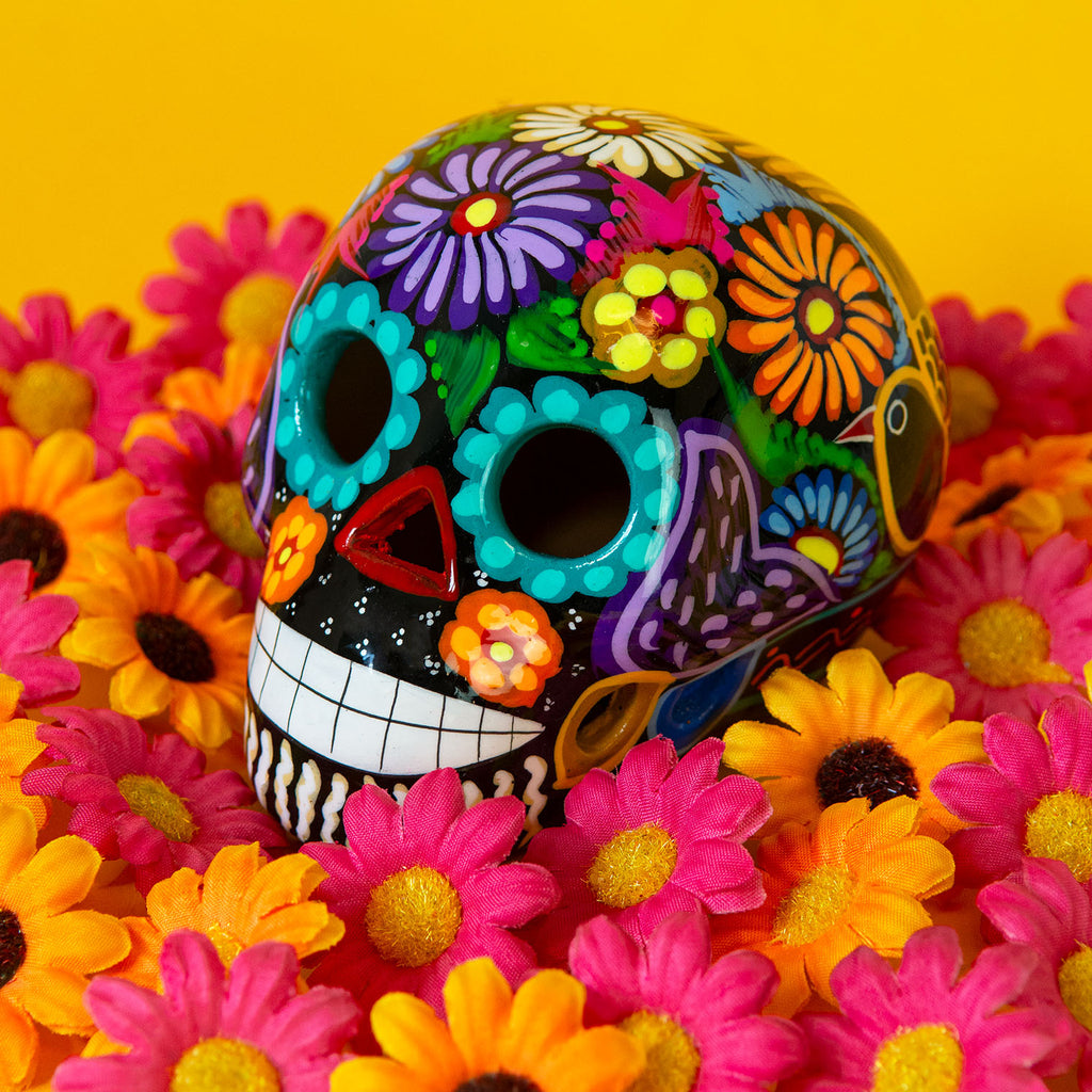 Mexican Painted Skull Medium-Ornaments & Figurines-Siesta Crafts