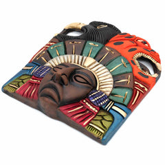 Eagle and Jaguar Headdress Ceramic Wall Mask-Central & South American-Siesta Crafts