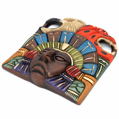 Eagle and Jaguar Headdress Ceramic Wall Mask-Central & South American-Siesta Crafts