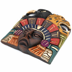 Eagle and Jaguar Headdress Ceramic Wall Mask-Central & South American-Siesta Crafts