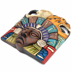 Eagle and Jaguar Headdress Ceramic Wall Mask-Central & South American-Siesta Crafts