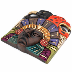 Eagle and Jaguar Headdress Ceramic Wall Mask-Central & South American-Siesta Crafts