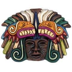 Feathered Serpent Headdress Ceramic Wall Mask-Central & South American-Siesta Crafts
