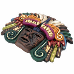 Feathered Serpent Headdress Ceramic Wall Mask-Central & South American-Siesta Crafts