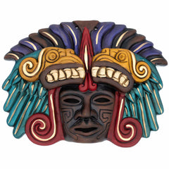 Feathered Serpent Headdress Ceramic Wall Mask-Central & South American-Siesta Crafts