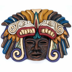 Feathered Serpent Headdress Ceramic Wall Mask-Central & South American-Siesta Crafts