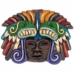 Feathered Serpent Headdress Ceramic Wall Mask-Central & South American-Siesta Crafts