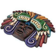 Feathered Serpent Headdress Ceramic Wall Mask-Central & South American-Siesta Crafts