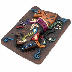 Mayan Jaguar Headdress Ceramic Wall Plaque-Central & South American-Siesta Crafts