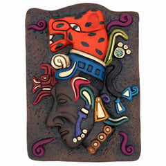 Mayan Jaguar Headdress Ceramic Wall Plaque-Central & South American-Siesta Crafts