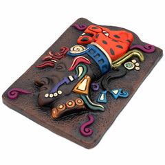 Mayan Jaguar Headdress Ceramic Wall Plaque-Central & South American-Siesta Crafts