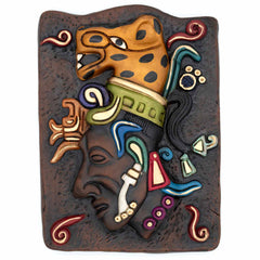 Mayan Jaguar Headdress Ceramic Wall Plaque-Central & South American-Siesta Crafts