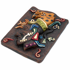 Mayan Jaguar Headdress Ceramic Wall Plaque-Central & South American-Siesta Crafts