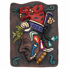 Mayan Jaguar Headdress Ceramic Wall Plaque-Central & South American-Siesta Crafts