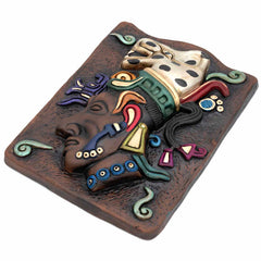 Mayan Jaguar Headdress Ceramic Wall Plaque-Central & South American-Siesta Crafts