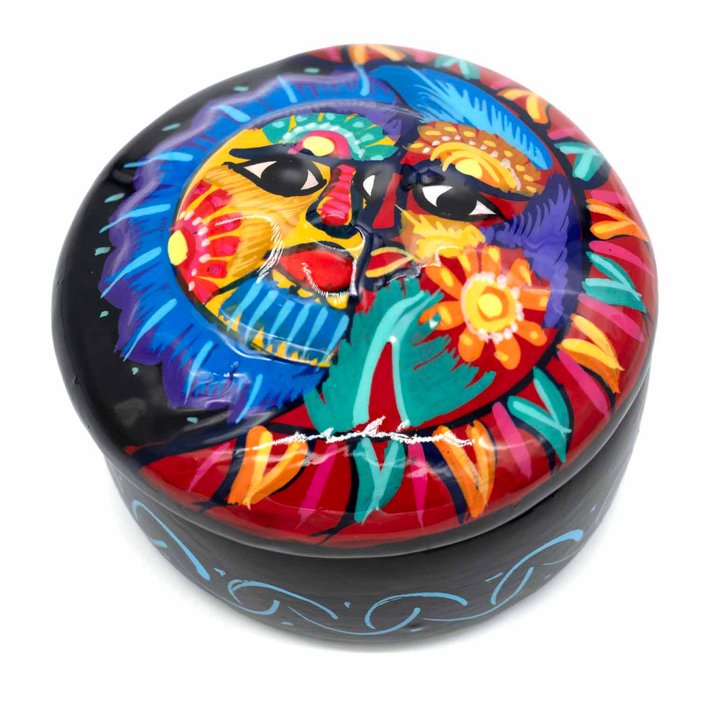 Mexican Painted Sun and Moon Trinket Box-Storage & Organisation-Siesta Crafts