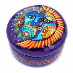 Mexican Painted Sun and Moon Trinket Box-Storage & Organisation-Siesta Crafts