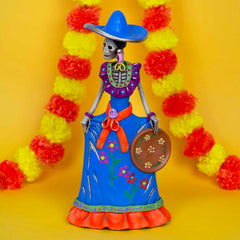 Medium Catrina Ceramic No.36-Ornaments & Figurines-Siesta Crafts