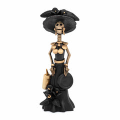 Black Calavera Catrina Ceramic - 20cm-Central & South American-Siesta Crafts