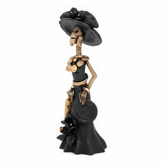 Black Calavera Catrina Ceramic - 20cm-Central & South American-Siesta Crafts