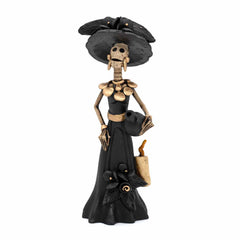 Black Calavera Catrina Ceramic - 20cm-Central & South American-Siesta Crafts