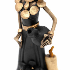 Black Calavera Catrina Ceramic - 20cm-Central & South American-Siesta Crafts