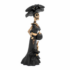 Black Calavera Catrina Ceramic - 20cm-Central & South American-Siesta Crafts