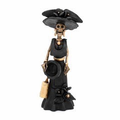 Black Calavera Catrina Ceramic - 20cm-Central & South American-Siesta Crafts