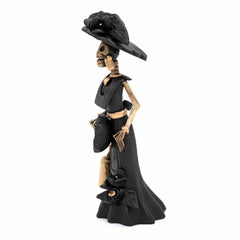 Black Calavera Catrina Ceramic - 20cm-Central & South American-Siesta Crafts