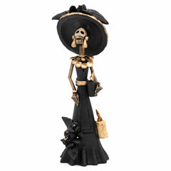 Black Calavera Catrina Ceramic - 25cm-Central & South American-Siesta Crafts