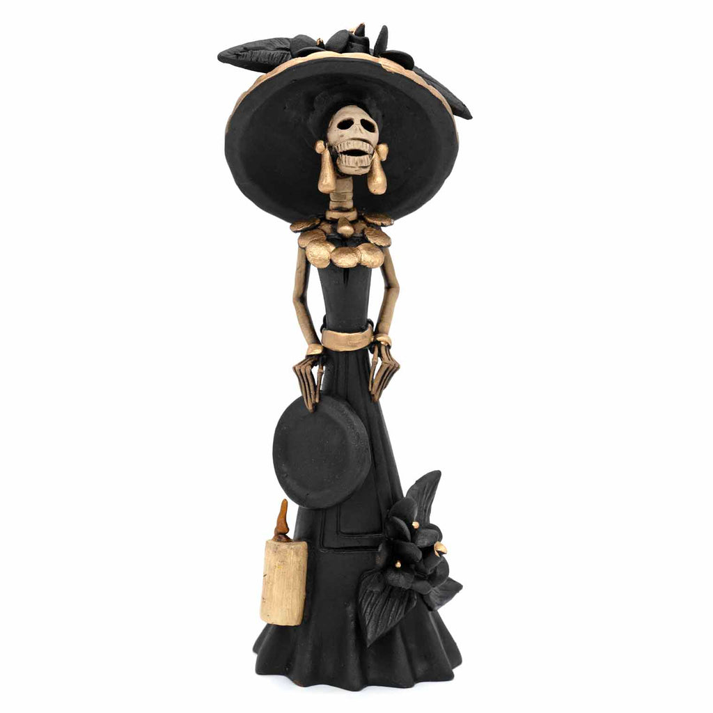 Black Calavera Catrina Ceramic - 25cm-Central & South American-Siesta Crafts
