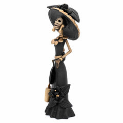 Black Calavera Catrina Ceramic - 25cm-Central & South American-Siesta Crafts