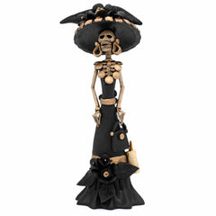 Black Calavera Catrina Ceramic - 30cm-Central & South American-Siesta Crafts