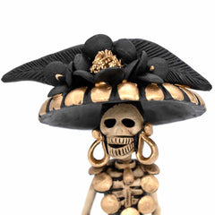 Black Calavera Catrina Ceramic - 30cm-Central & South American-Siesta Crafts