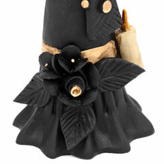 Black Calavera Catrina Ceramic - 30cm-Central & South American-Siesta Crafts