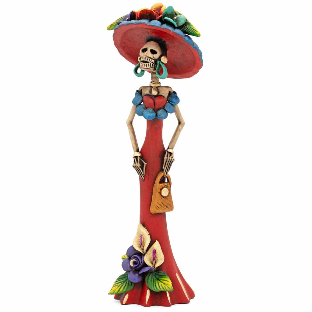 Calavera Catrina Ceramic with Hat - 37cm-Central & South American-Siesta Crafts