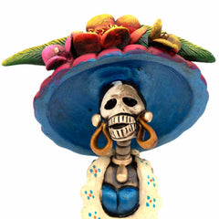 Calavera Catrina Ceramic with Hat - 37cm-Central & South American-Siesta Crafts
