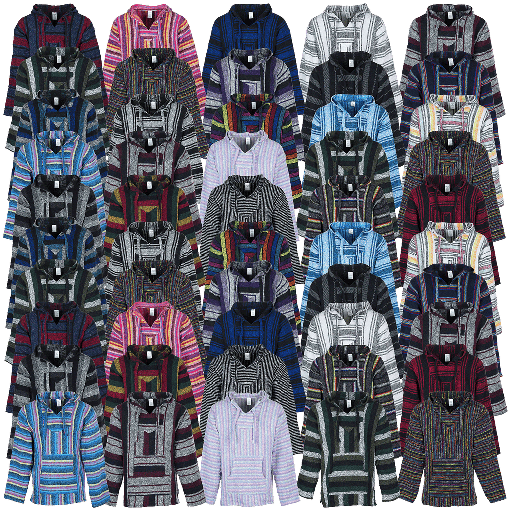 A collection of 50 baja jumpers, assorted colours
