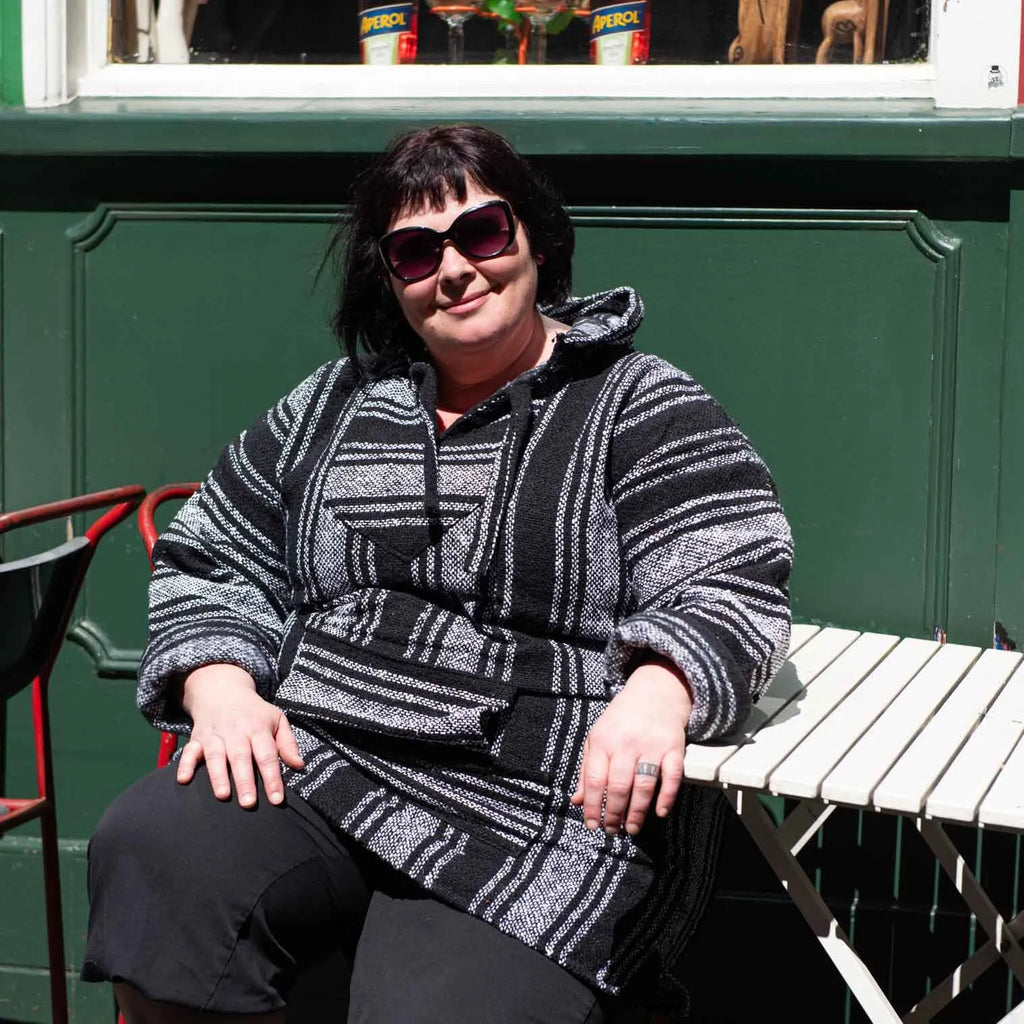 Baja Top - Black and White-Baja Hoodies-Siesta Crafts