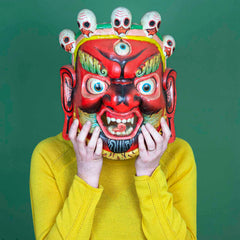 Artisan Red Bhairab Mask No.361-Home Décor-Siesta Crafts