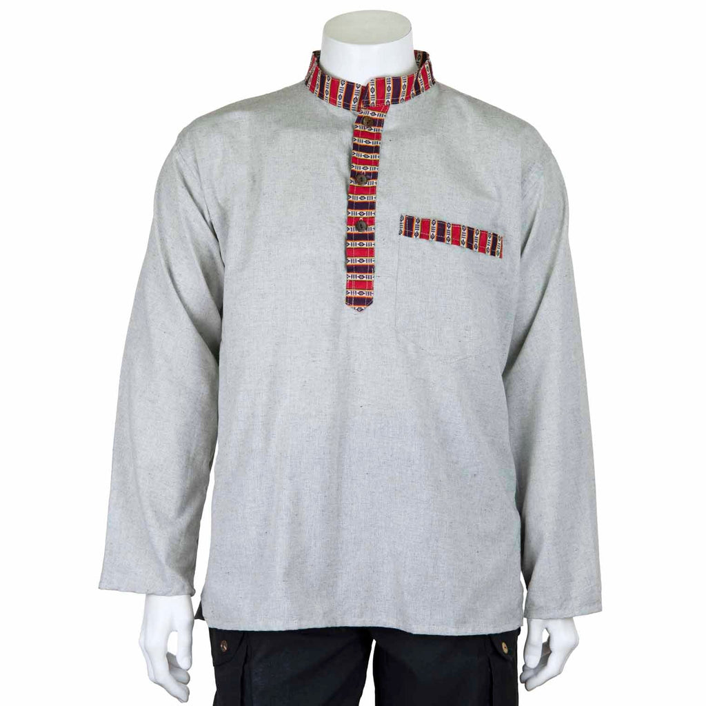 Tibetan Trim Fine Cotton Shirt-Shirts-Siesta Crafts