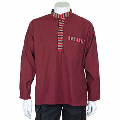 Tibetan Trim Fine Cotton Shirt-Shirts-Siesta Crafts